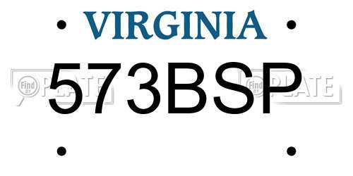 573BSP Virginia License Plate