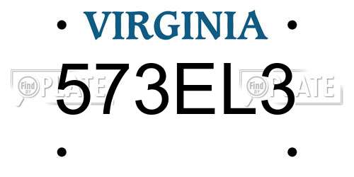 573EL3 Virginia License Plate