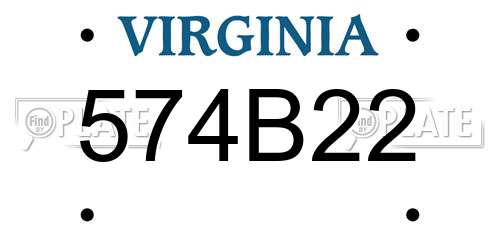 574B22 Virginia License Plate