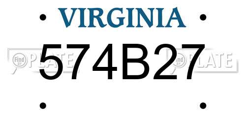 574B27 Virginia License Plate