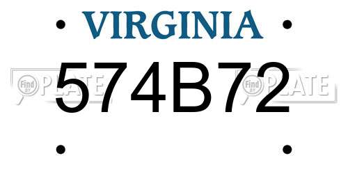 574B72 Virginia License Plate
