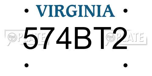 574BT2 Virginia License Plate