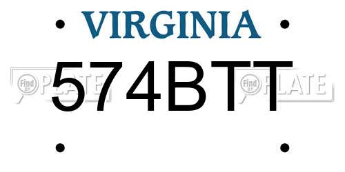 574BTT Virginia License Plate