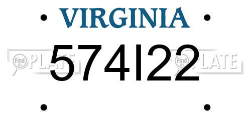 574I22 Virginia License Plate