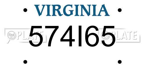 574I65 Virginia License Plate