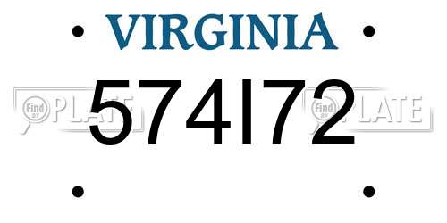 574I72 Virginia License Plate