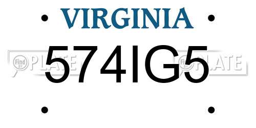 574IG5 Virginia License Plate