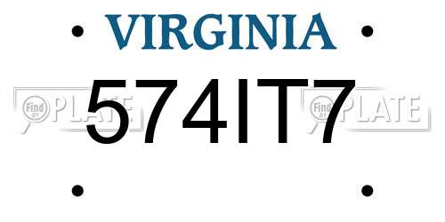 574IT7 Virginia License Plate