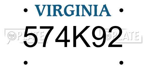 574K92 Virginia License Plate