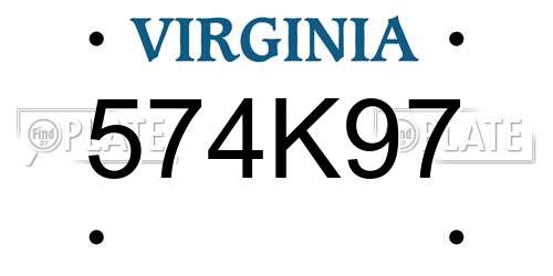 574K97 Virginia License Plate