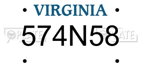 574N58 Virginia License Plate