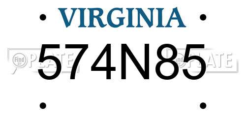 574N85 Virginia License Plate