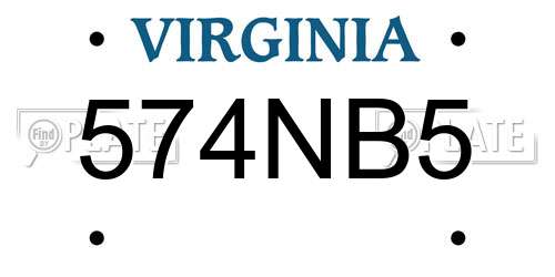 574NB5 Virginia License Plate