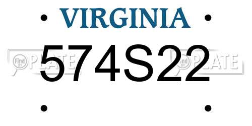 574S22 Virginia License Plate