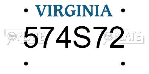 574S72 Virginia License Plate