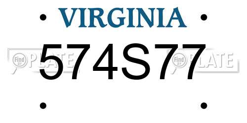 574S77 Virginia License Plate