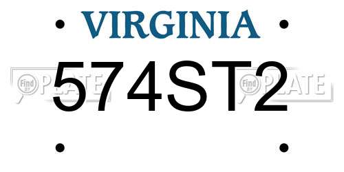574ST2 Virginia License Plate