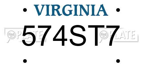 574ST7 Virginia License Plate