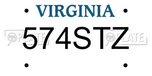 574STZ Virginia License Plate