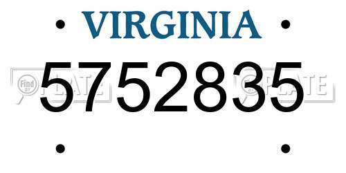 5752835 Virginia License Plate