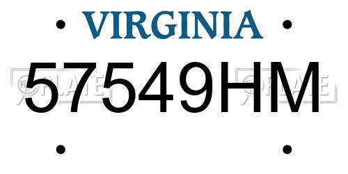 57549HM Virginia License Plate