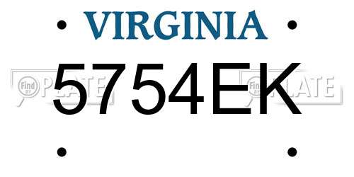 5754EK Virginia License Plate
