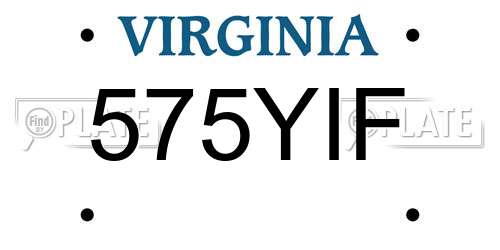 575YIF Virginia License Plate