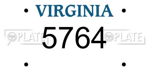 5764 Virginia License Plate