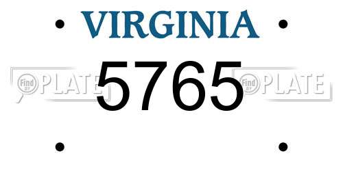5765 Virginia License Plate
