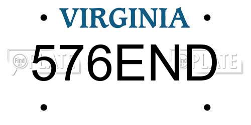 576END Virginia License Plate