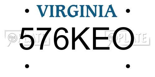 576KEO Virginia License Plate