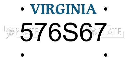 576S67 Virginia License Plate