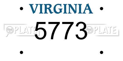 5773 Virginia License Plate