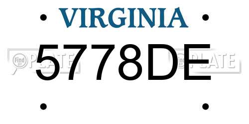 5778DE Virginia License Plate