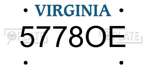 5778OE Virginia License Plate
