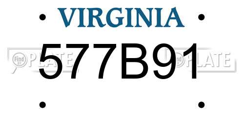 577B91 Virginia License Plate