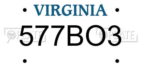 577BO3 Virginia License Plate
