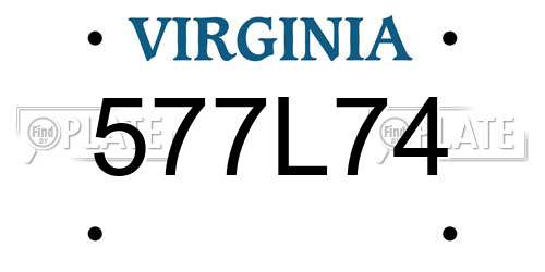 577L74 Virginia License Plate