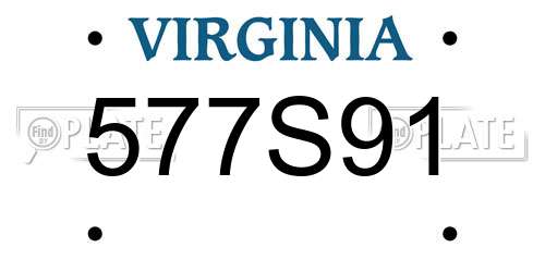 577S91 Virginia License Plate