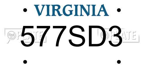 577SD3 Virginia License Plate