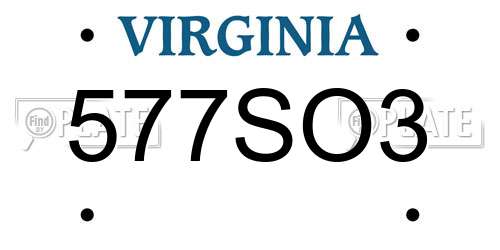 577SO3 Virginia License Plate