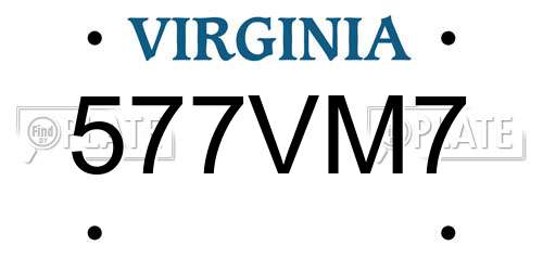 577VM7 Virginia License Plate