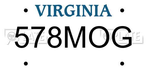578MOG Virginia License Plate