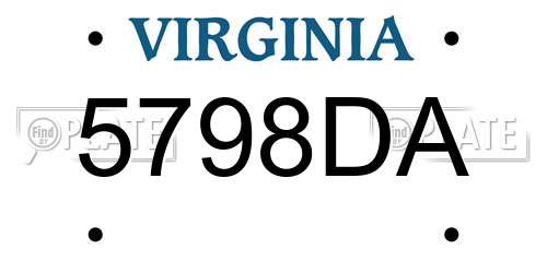 5798DA Virginia License Plate