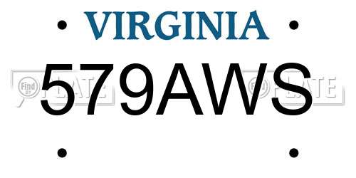 579AWS Virginia License Plate