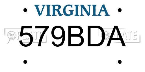 579BDA Virginia License Plate