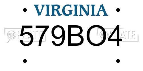 579BO4 Virginia License Plate