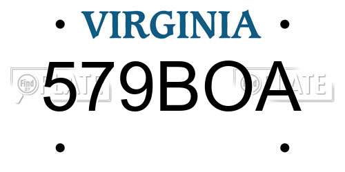 579BOA Virginia License Plate