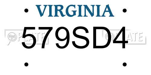 579SD4 Virginia License Plate