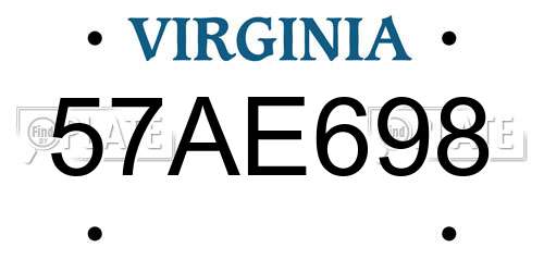 57AE698 Virginia License Plate